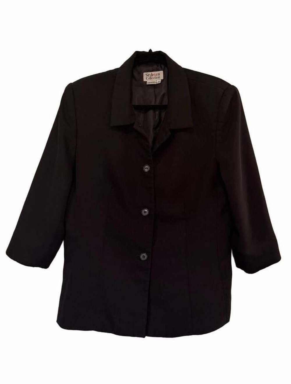 Vintage Style & Co Collection Black Polyester Button-Up Blazer Jacket Size 12